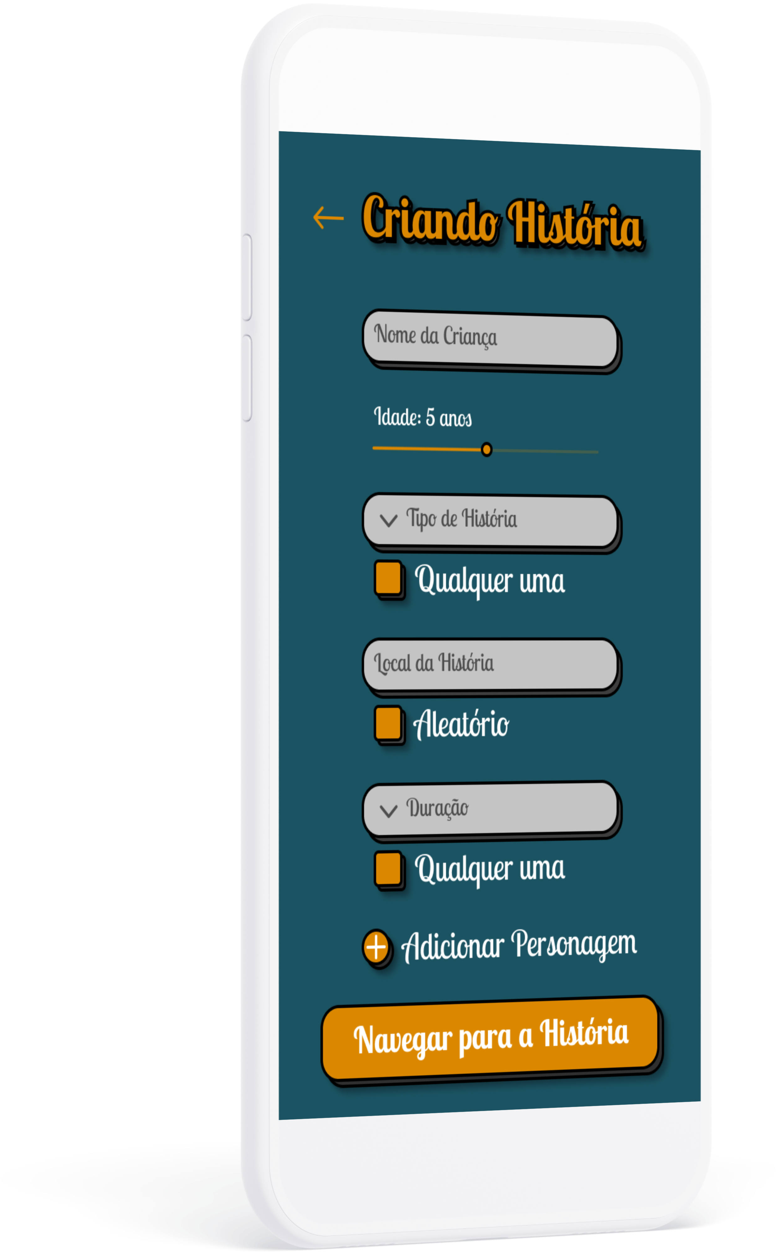 Página de Criação de Histórias do iStoory